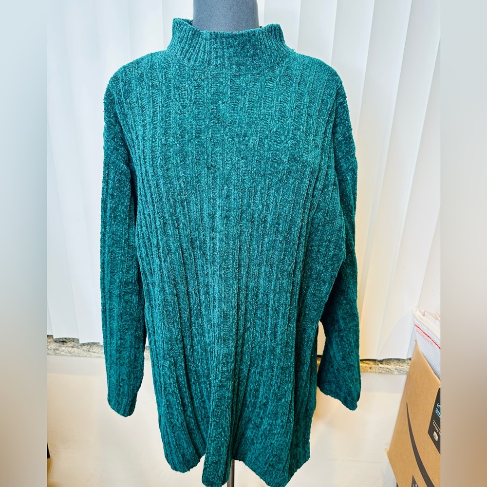 Reference Point Green/Teal Women's Turtle Neck Thick Sweater Size XL